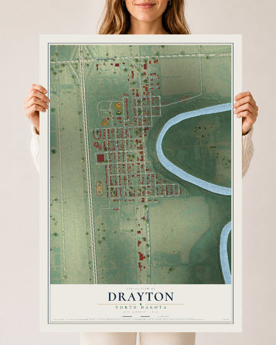 Map of Drayton, North Dakota, 24 x 36 inch unframed archival matte print