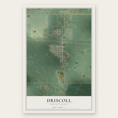 Driscoll, North Dakota map print, the full design
