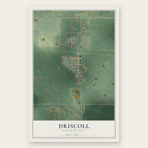 Driscoll, North Dakota map print, the full design