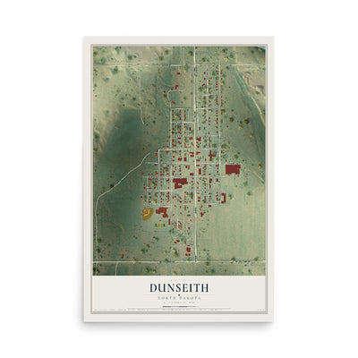 Map of Dunseith, North Dakota, 12 x 18 inch unframed archival matte print