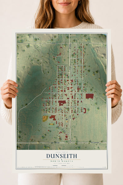 Map of Dunseith, North Dakota, 18 x 24 inch unframed archival matte print
