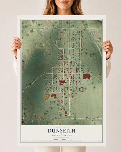 Map of Dunseith, North Dakota, 24 x 36 inch unframed archival matte print