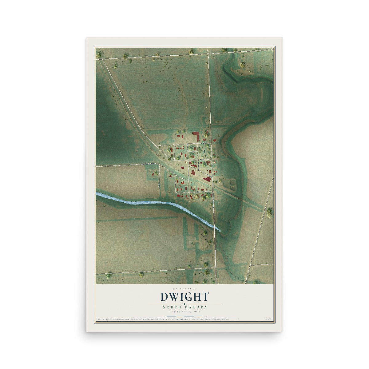 Map of Dwight, North Dakota, 12 x 18 inch unframed archival matte print