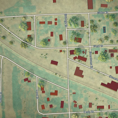 Close-up of the map of Dwight, North Dakota print showing street and building detail