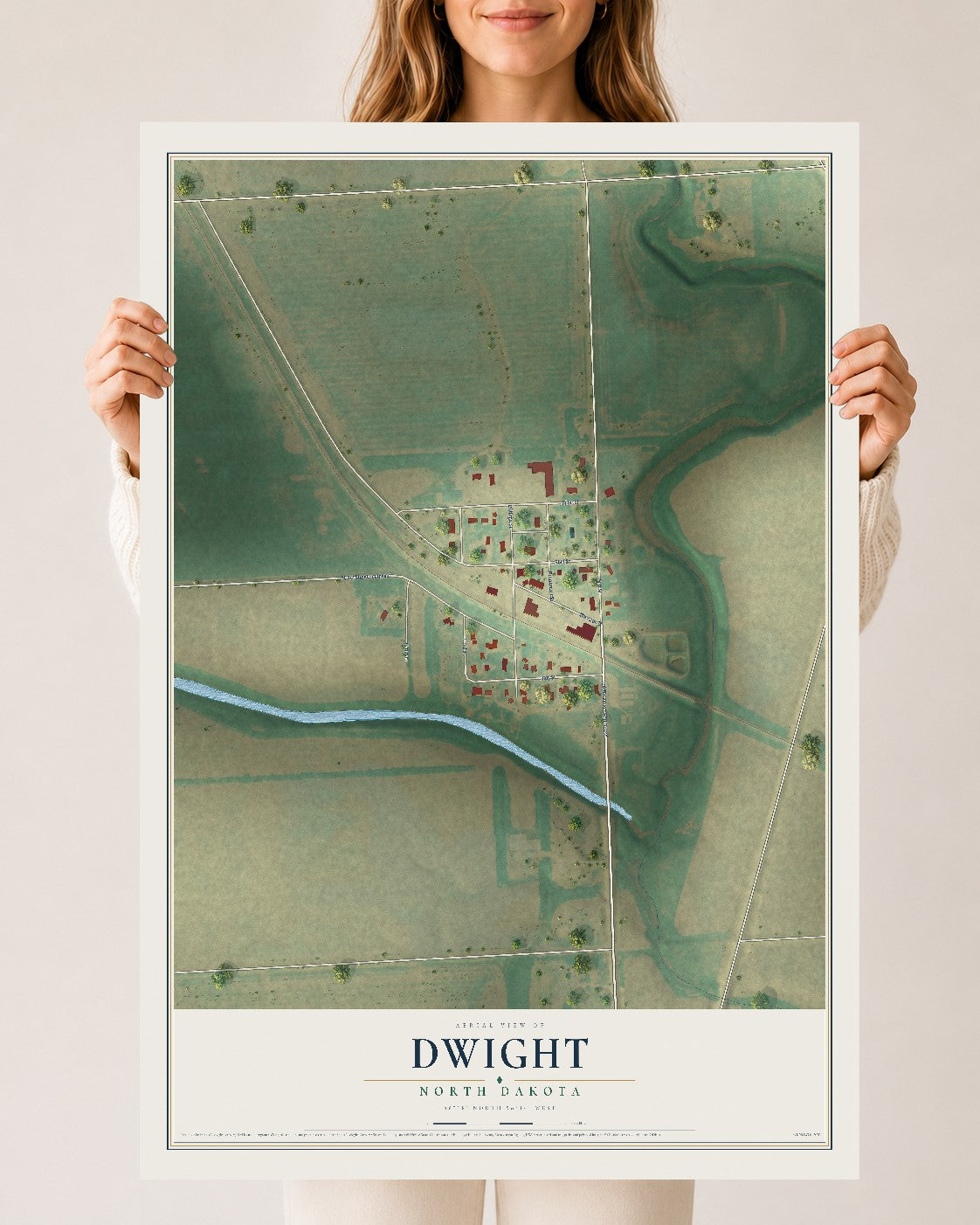 Map of Dwight, North Dakota, 24 x 36 inch unframed archival matte print