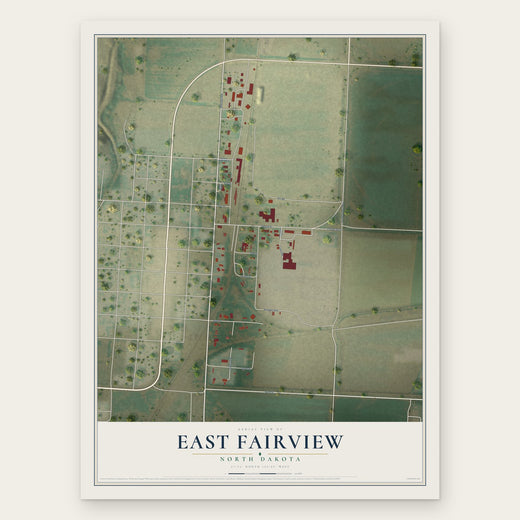 East Fairview, North Dakota map print, the full design
