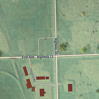 Second close-up of the map of Edgeley, North Dakota print showing more streets and buildings