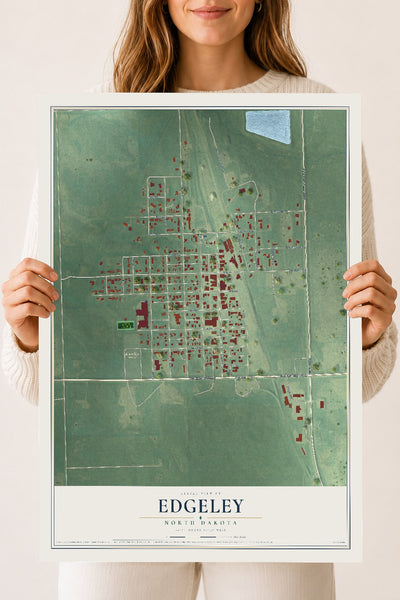 Map of Edgeley, North Dakota, 18 x 24 inch unframed archival matte print