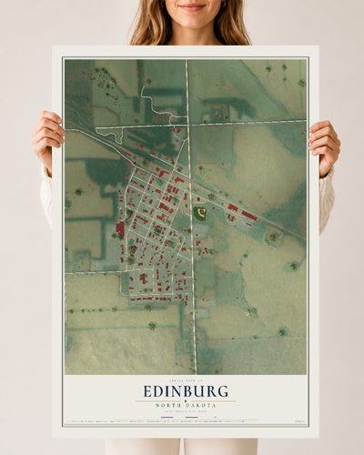 Map of Edinburg, North Dakota, 24 x 36 inch unframed archival matte print
