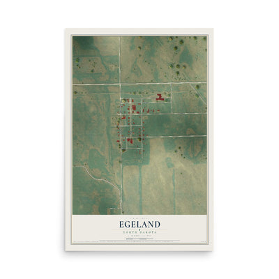 Map of Egeland, North Dakota, 12 x 18 inch unframed archival matte print