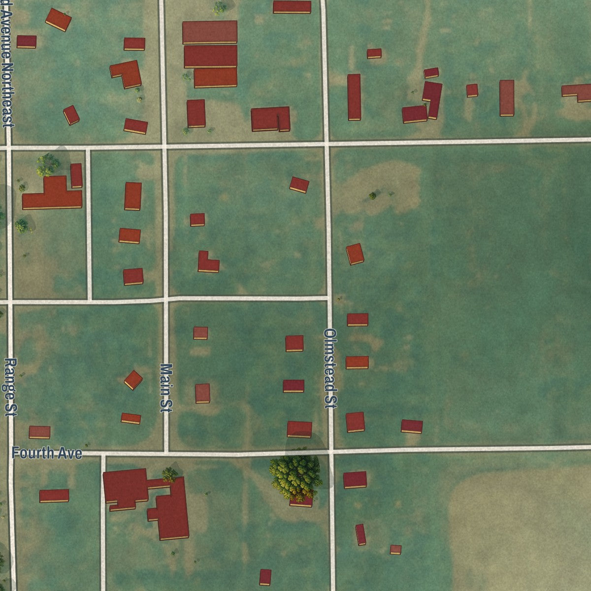 Close-up of the map of Egeland, North Dakota print showing street and building detail