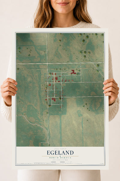 Map of Egeland, North Dakota, 18 x 24 inch unframed archival matte print