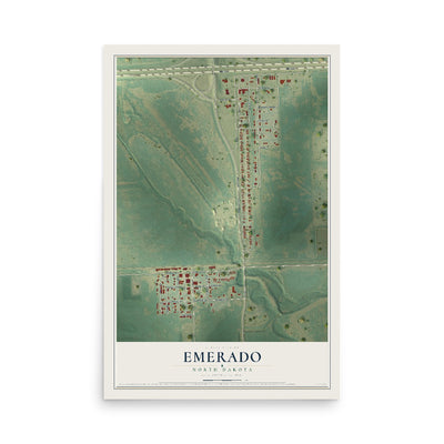 Map of Emerado, North Dakota, 12 x 18 inch unframed archival matte print