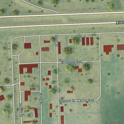 Close-up of the map of Emerado, North Dakota print showing street and building detail
