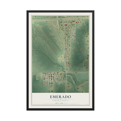 Map of Emerado, North Dakota, 12 x 18 inch print in a black wood frame