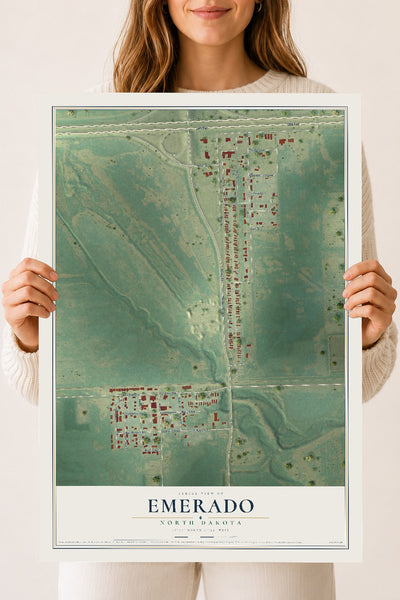 Map of Emerado, North Dakota, 18 x 24 inch unframed archival matte print