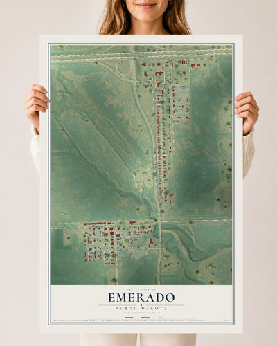 Map of Emerado, North Dakota, 24 x 36 inch unframed archival matte print