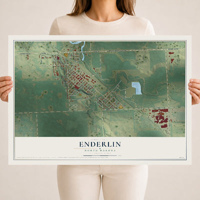 Map of Enderlin, North Dakota, 18 x 24 inch unframed archival matte print
