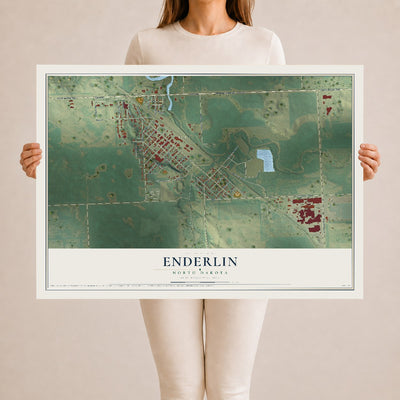 Map of Enderlin, North Dakota, 24 x 36 inch unframed archival matte print