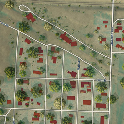 Close-up of the map of Epping, North Dakota print showing street and building detail