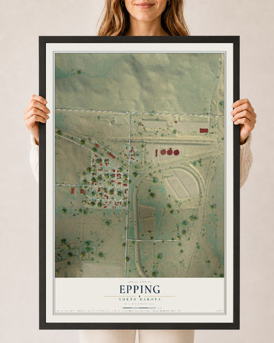 Map of Epping, North Dakota, 24 x 36 inch print in a black wood frame