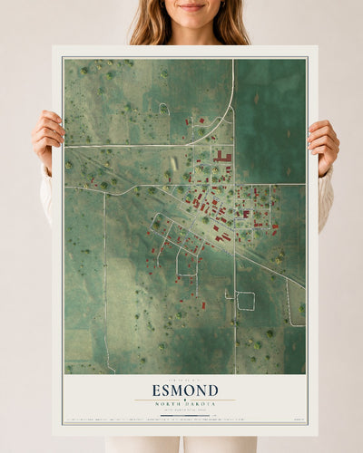 Map of Esmond, North Dakota, 24 x 36 inch unframed archival matte print