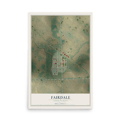 Map of Fairdale, North Dakota, 12 x 18 inch unframed archival matte print