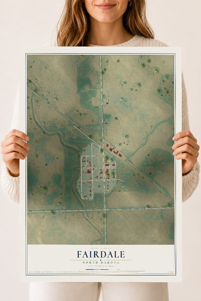 Map of Fairdale, North Dakota, 18 x 24 inch unframed archival matte print