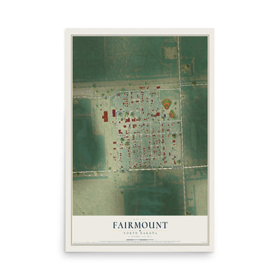 Map of Fairmount, North Dakota, 12 x 18 inch unframed archival matte print