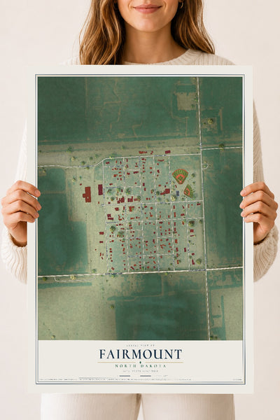 Map of Fairmount, North Dakota, 18 x 24 inch unframed archival matte print