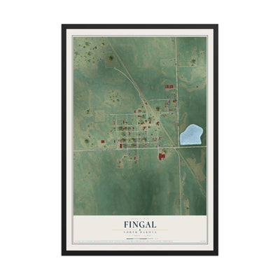 Map of Fingal, North Dakota, 12 x 18 inch print in a black wood frame