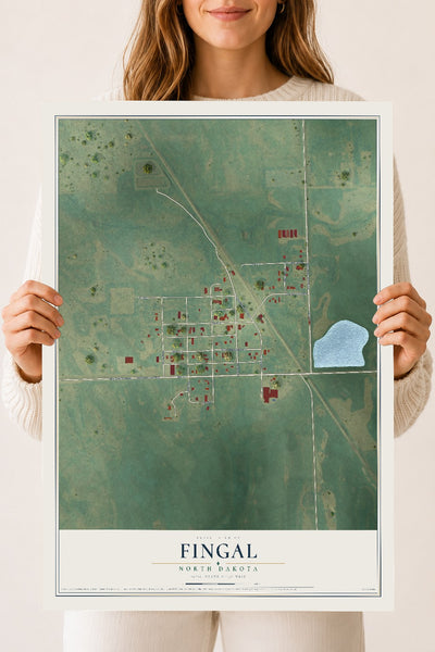 Map of Fingal, North Dakota, 18 x 24 inch unframed archival matte print