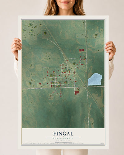 Map of Fingal, North Dakota, 24 x 36 inch unframed archival matte print