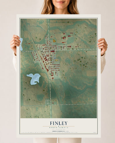 Map of Finley, North Dakota, 24 x 36 inch unframed archival matte print
