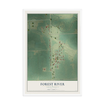 Map of Forest River, North Dakota, 12 x 18 inch print in a white wood frame