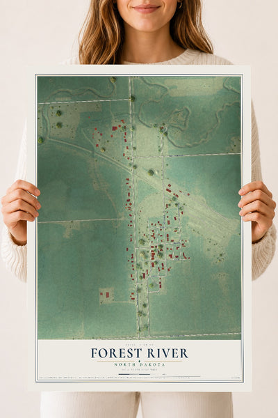 Map of Forest River, North Dakota, 18 x 24 inch unframed archival matte print