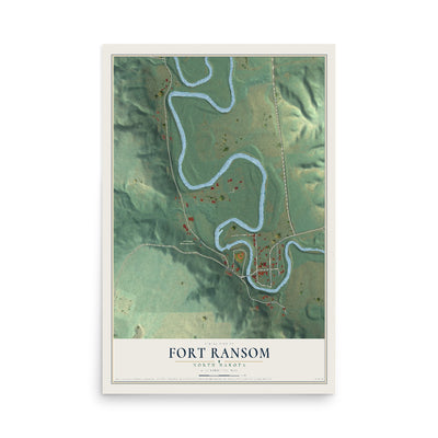 Map of Fort Ransom, North Dakota, 12 x 18 inch unframed archival matte print