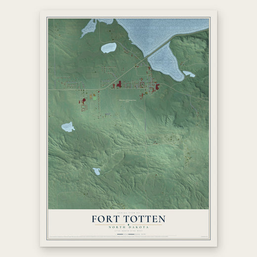 Fort Totten, North Dakota map print, the full design