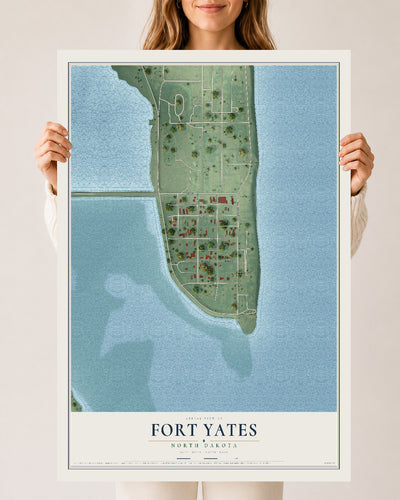 Map of Fort Yates, North Dakota, 24 x 36 inch unframed archival matte print