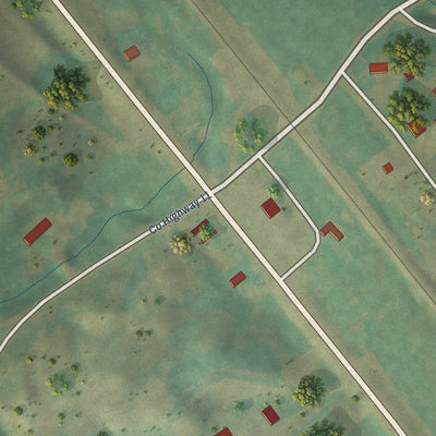 Close-up of the map of Foxholm, North Dakota print showing street and building detail