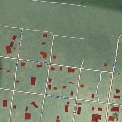 Close-up of the map of Fredonia, North Dakota print showing street and building detail