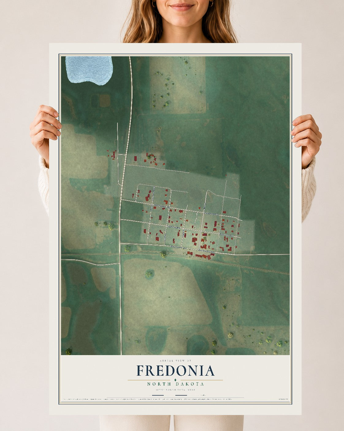 Map of Fredonia, North Dakota, 24 x 36 inch unframed archival matte print