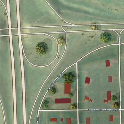 Close-up of the map of Frontier, North Dakota print showing street and building detail