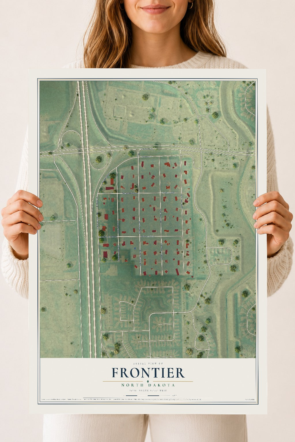 Map of Frontier, North Dakota, 18 x 24 inch unframed archival matte print