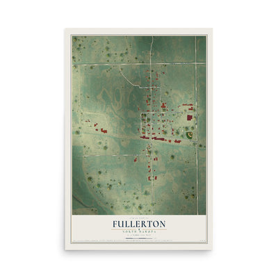 Map of Fullerton, North Dakota, 12 x 18 inch unframed archival matte print