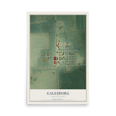 Map of Galesburg, North Dakota, 12 x 18 inch unframed archival matte print