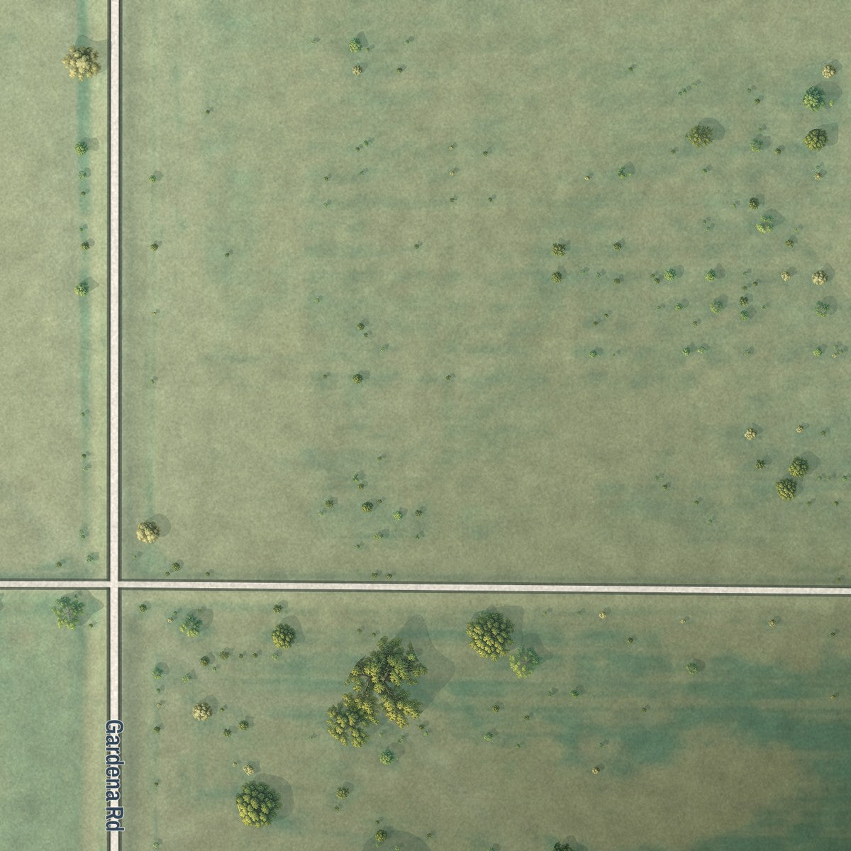 Second close-up of the map of Gardena, North Dakota print showing more streets and buildings