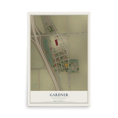 Map of Gardner, North Dakota, 12 x 18 inch unframed archival matte print