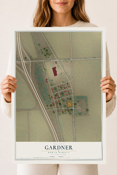 Map of Gardner, North Dakota, 18 x 24 inch unframed archival matte print