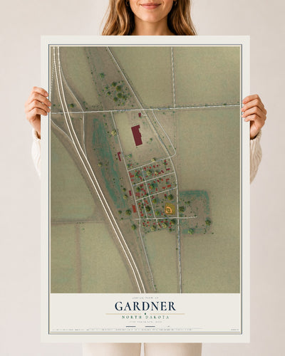 Map of Gardner, North Dakota, 24 x 36 inch unframed archival matte print